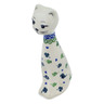 Polish Pottery Cat Figurine 10&quot; Lucky Clovers