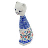 Polish Pottery Cat Figurine 10&quot; Neon Wreath