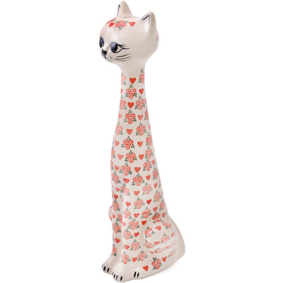 Polish Pottery Cat Figurine 18&quot; My Valentine UNIKAT