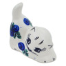 Polish Pottery Cat Figurine 2&quot; Blue Berry Special UNIKAT