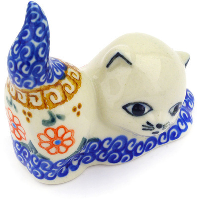 Polish Pottery Cat Figurine 3&quot; Amarillo