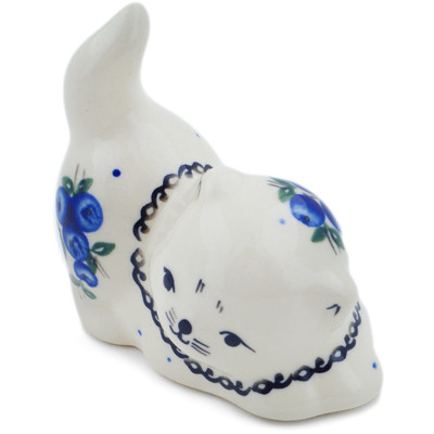 Polish Pottery Cat Figurine 3&quot; Lovely Blueberries