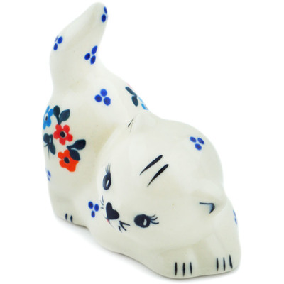 Polish Pottery Cat Figurine 3&quot; Sweet Clusters UNIKAT
