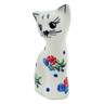 Polish Pottery Cat Figurine 4&quot; Dancing Flowers UNIKAT