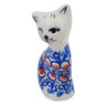 Polish Pottery Cat Figurine 4&quot; Floral Peacock