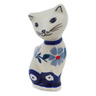 Polish Pottery Cat Figurine 4&quot; Peacock Forget-me-not