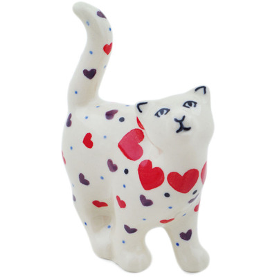 Polish Pottery Cat Figurine 5&quot; Love All Around