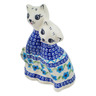 Polish Pottery Cat Figurine 7&quot; Greek Daisies