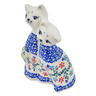 Polish Pottery Cat Figurine 7&quot; Neon Wreath