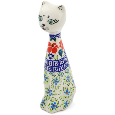 Polish Pottery Cat Figurine 8&quot; Grecian Fields