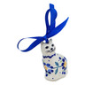 Polish Pottery Cat Ornament 2 oz Orange And Blue Flower