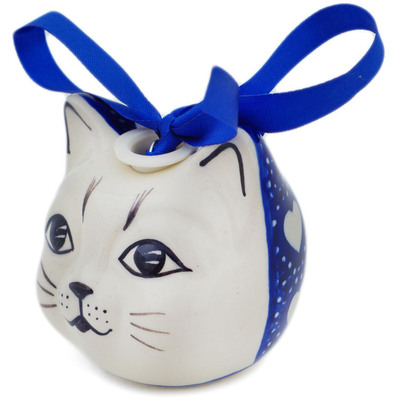 Polish Pottery Cat Ornament 3 oz Heart&#039;s Full Of Love