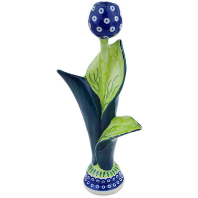 Polish Pottery Ceramic Flower 11&quot; Blue Eyes