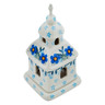 Polish Pottery Chapel Candle Holder 6&quot; Blue Joy