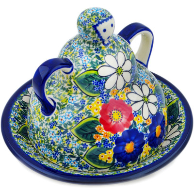 Polish Pottery Cheese Lady 10&quot; Magical Spring UNIKAT