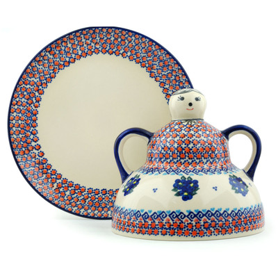 Polish Pottery Cheese Lady 10&quot; Summer Flowers