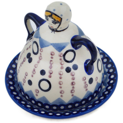 Polish Pottery Cheese Lady 4&quot; Abstract Eruption UNIKAT