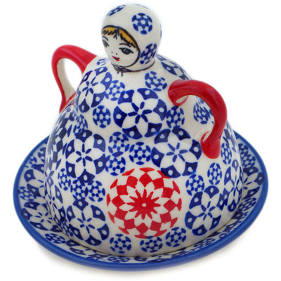 Polish Pottery Cheese Lady 4&quot; Bullseye UNIKAT