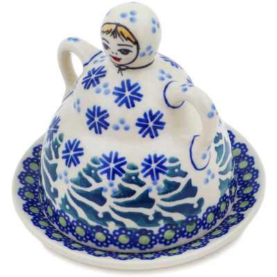 Polish Pottery Cheese Lady 4&quot; Falling Snowflakes