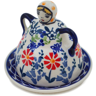 Polish Pottery Cheese Lady 4&quot; Last Summer Flowers