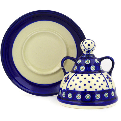 Polish Pottery Cheese Lady 5&quot; Flowering Peacock