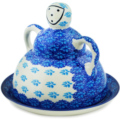 Polish Pottery Cheese Lady 8&quot; Deep Into The Blue Sea