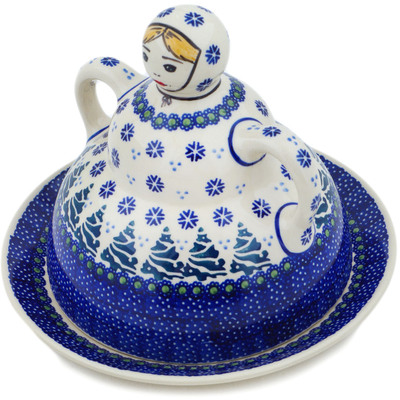 Polish Pottery Cheese Lady 8&quot; Falling Snowflakes