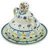 Polish Pottery Cheese Lady 8&quot; Flowers And Ladybugs