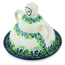 Polish Pottery Cheese Lady 8&quot; Green Flora