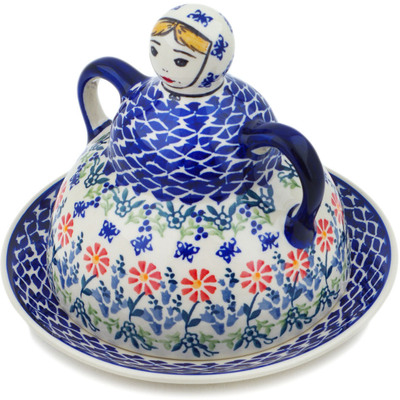 Polish Pottery Cheese Lady 8&quot; Last Summer Flowers