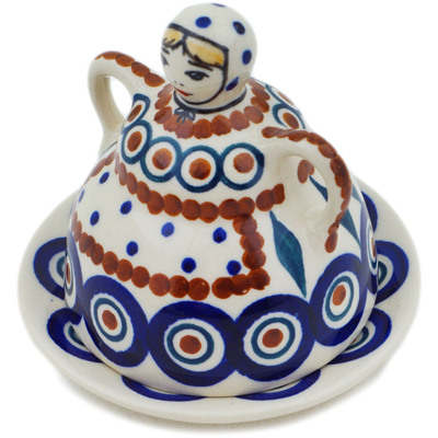 Polish Pottery Cheese Lady 8&quot; Peacock