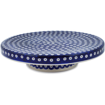 Polish Pottery Chip and Dip and Cake Stand Combo Peacock Eyes