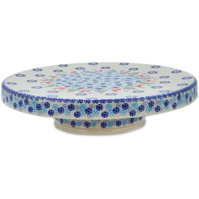 Polish Pottery Chip and Dip and Cake Stand Combo Ring Around The Reindeer