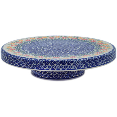 Polish Pottery Chip and Dip and Cake Stand Combo Wave Of Flowers