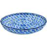 Polish Pottery Chip and Dip Platter 10&quot; Blue Olive Waves