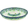 Polish Pottery Chip and Dip Platter 10&quot; Green Flora