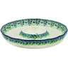 Polish Pottery Chip and Dip Platter 12&quot; Green Flora