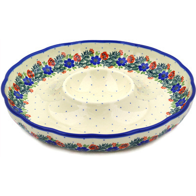 Polish Pottery Chip and Dip Platter 12&quot; Polish Wreath