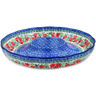 Polish Pottery Chip and Dip Platter 12&quot; Red Pansy
