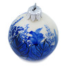 Polish Pottery Christmas Ball Ornament 3&quot; Blue Poppy Dream UNIKAT