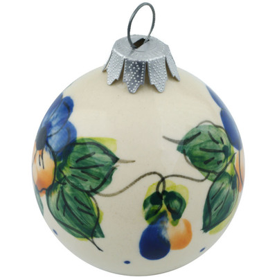 Polish Pottery Christmas Ball Ornament 3&quot;