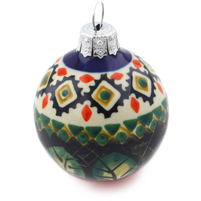 Polish Pottery Christmas Ball Ornament 3&quot; Poppy Passion UNIKAT
