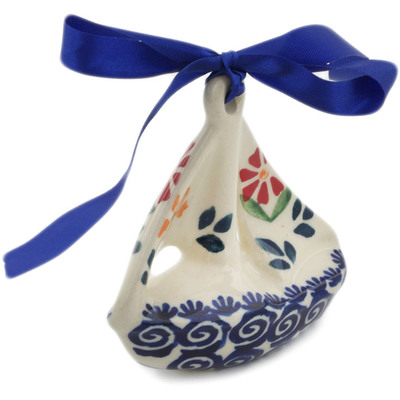 Polish Pottery Christmas Ball Ornament 3&quot; Wave Of Flowers