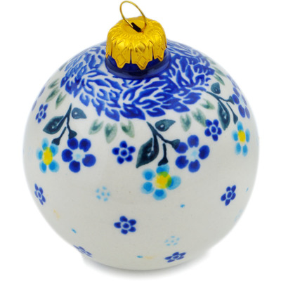 Polish Pottery Christmas Ball Ornament 4&quot; Bluems