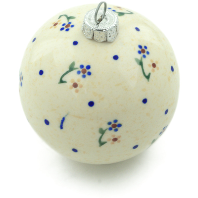 Polish Pottery Christmas Ball Ornament 4&quot; Country Meadow