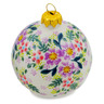 Polish Pottery Christmas Ball Ornament 4&quot; Painted Garden UNIKAT