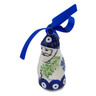 Polish Pottery Christmas Ball Ornament 4&quot; Peacock Forget-me-not