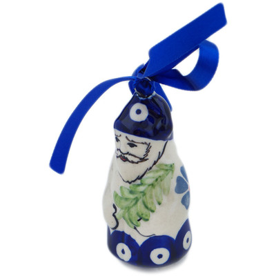 Polish Pottery Christmas Ball Ornament 4&quot; Peacock Forget-me-not