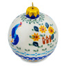 Polish Pottery Christmas Ball Ornament 4&quot; Rooster Madness UNIKAT
