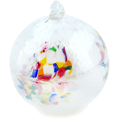 Glass Christmas Ball Ornament 5&quot; Frosty White